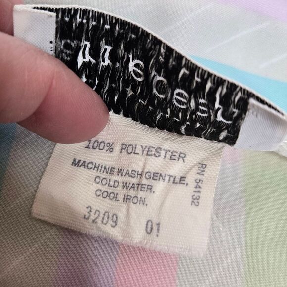 VINTAGE 80s pastel rainbow stripe long sleeve kawaii blouse top S - Picture 5 of 7